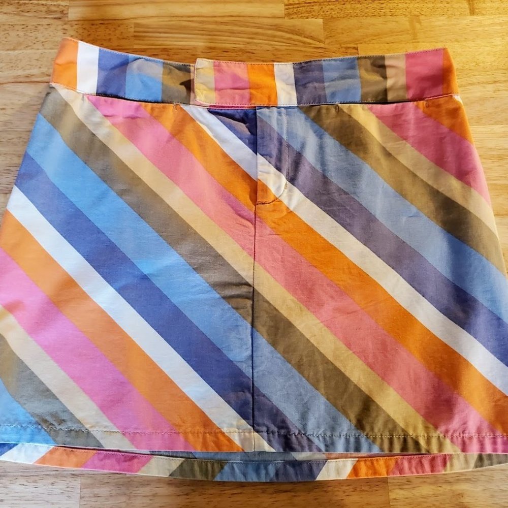 i.e. Relaxed 100% Cotton Rainbow Stripe Mini Skirt Size 12